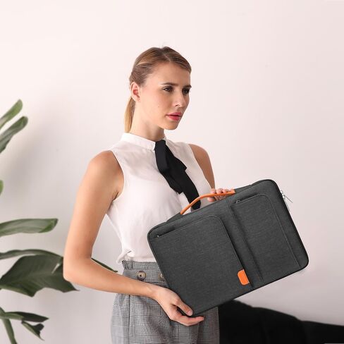 MOSISO 360 Protective Laptop Sleeve Compatible with MacBook Air/Pro, 13-13.3 inch Notebook, Compatible with MacBook Pro 14 M3 M2 M1 2023-2021, Side Open Bag with 2 Accessory Pockets&Handle&Belt, Black in Saudi Arabia