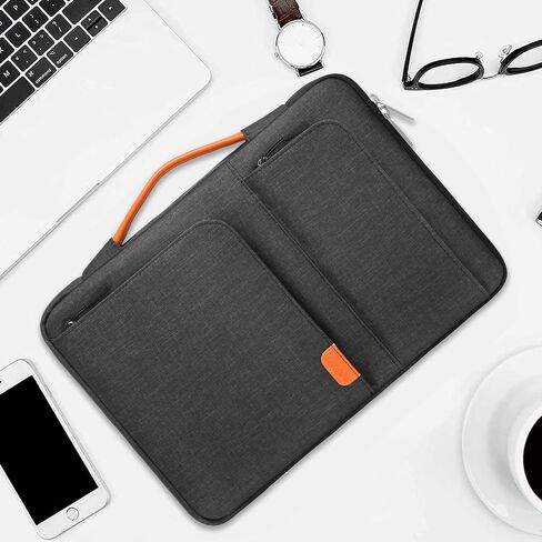 MOSISO 360 Protective Laptop Sleeve Compatible with MacBook Air/Pro, 13-13.3 inch Notebook, Compatible with MacBook Pro 14 M3 M2 M1 2023-2021, Side Open Bag with 2 Accessory Pockets&Handle&Belt, Black in Saudi Arabia