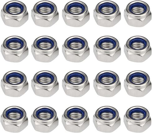 قفل المكسرات النايلون إدراج الجوز M8 x 1.25mm 304 الفولاذ المقاوم للصدأ الذاتي قفل النايلون إدراج صواميل سداسية - 20 حزمة in Kuwait