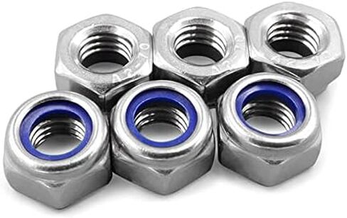 قفل المكسرات النايلون إدراج الجوز M8 x 1.25mm 304 الفولاذ المقاوم للصدأ الذاتي قفل النايلون إدراج صواميل سداسية - 20 حزمة in Kuwait