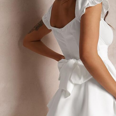Women Graduation Dress Tiered Square Neck Mini Dresses Smocked Flowy Sundress Elegant Formal Sundresses in Saudi Arabia