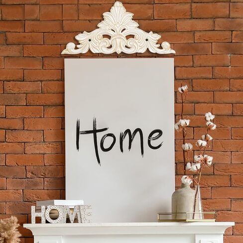 لوحة حائط من الحديد الزهر على الطراز الفيكتوري Sungmor، تصميم فلور دي ليز الأبيض العتيق لتزيين الحائط المعدني - لوحة زخرفية كبيرة مقاس 11.8 بوصة للمدخل in Kuwait