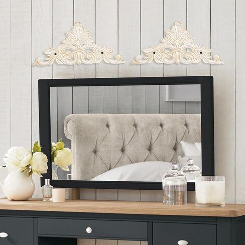 لوحة حائط من الحديد الزهر على الطراز الفيكتوري Sungmor، تصميم فلور دي ليز الأبيض العتيق لتزيين الحائط المعدني - لوحة زخرفية كبيرة مقاس 11.8 بوصة للمدخل in Kuwait