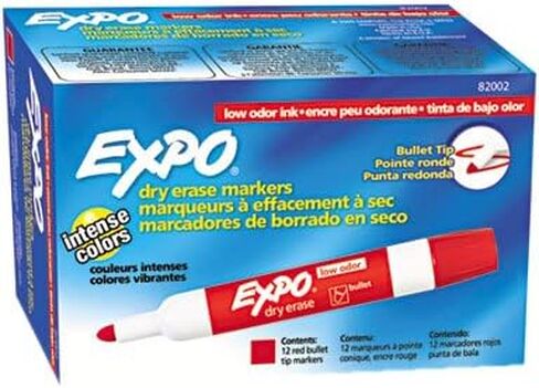 Expo Low-Odor Dry Erase Markers, Bullet Tip,Red, 24-Count in Saudi Arabia