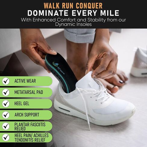 Dynamic Orthotics Insoles for Foot Pain Relief | Medium to High Arch Support Inserts and Plantar Fasciitis Insoles | Shoe Insoles for All Activities, Small Mens 7-8½ | Womens 8-9½ in Saudi Arabia