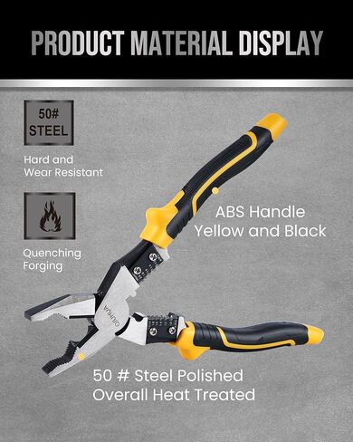 QIUHUA زرادية Linesman مقاس 8 بوصة، كماشة كهربائية 5 في 1 مع قاطع كابل ومكشكش أسلاك in Kuwait