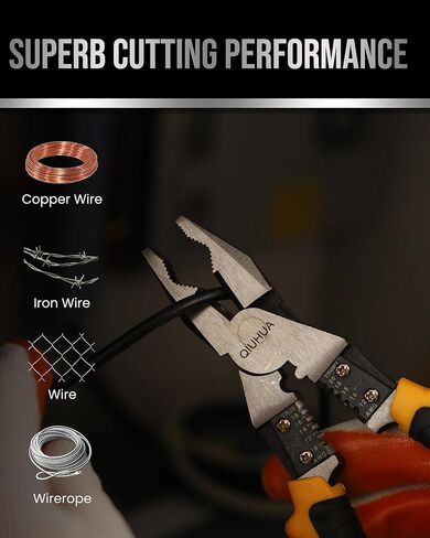 QIUHUA زرادية Linesman مقاس 8 بوصة، كماشة كهربائية 5 في 1 مع قاطع كابل ومكشكش أسلاك in Kuwait