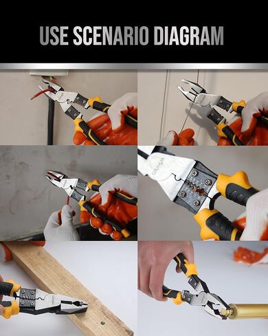 QIUHUA زرادية Linesman مقاس 8 بوصة، كماشة كهربائية 5 في 1 مع قاطع كابل ومكشكش أسلاك in Kuwait