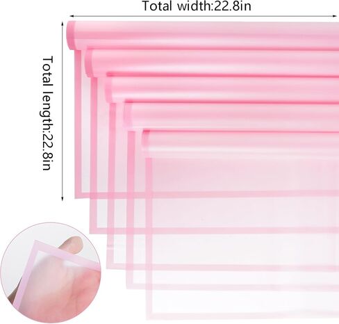 lyy-biuty 20 Sheets Flower Wrapping Paper Bouquet Floral Wrapping Paper Pink Border Flower Wrapping Paper Floral Paper for Bouquet Flower Gift Packaging DIY Crafts,22.8 x 22.8 inch(Pink) in Saudi Arabia