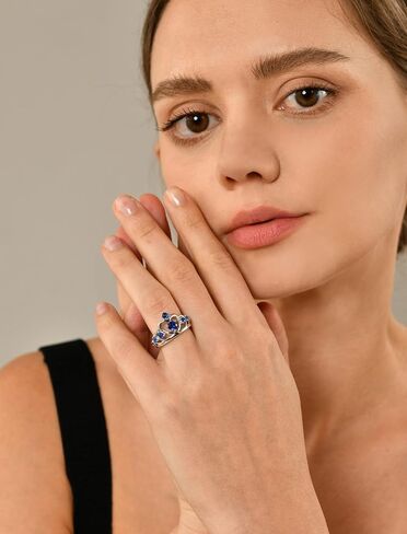 YL Crown Rings 925 Sterling Silver Heart Engagement Rings Queen Birthstones Anniversary Jewelry in Kuwait