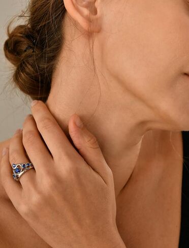 YL Crown Rings 925 Sterling Silver Heart Engagement Rings Queen Birthstones Anniversary Jewelry in Kuwait