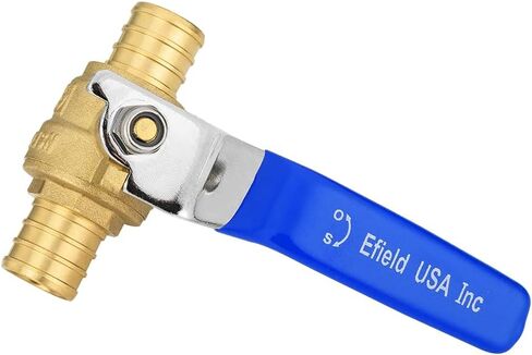 5 عبوات من EFIELD صمام كروي نحاسي بإغلاق كامل المنفذ مقاس 1 بوصة Pex Crimp، المستوى الأزرق، معتمد من UPC in Saudi Arabia
