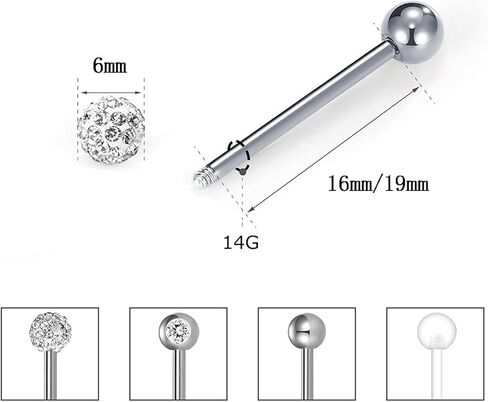 14G الجراحية الصلب حلقة اللسان الحلمة درع الحديد الدائري بار كمامات ثقب الجسم مجوهرات للنساء الرجال مجموعة in Kuwait