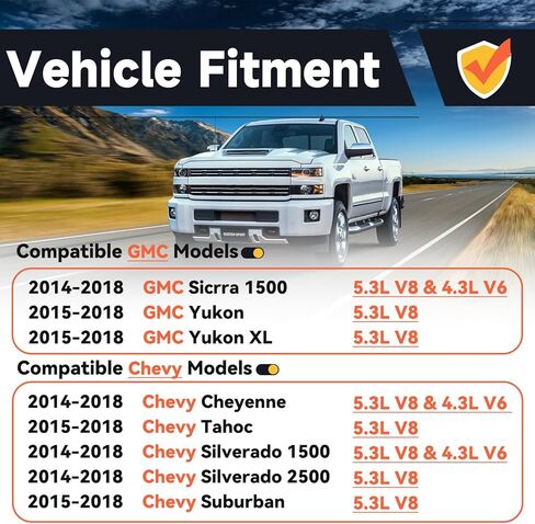 Fuel Injectors Compatible with Chevy Silverado 1500 2500 Tahoe Suburban Cheyenne GMC Sierra 1500 Yukon 5.3L 2014-2018 Replace# 12668390, FJ1217.(Pack of 8) in Kuwait
