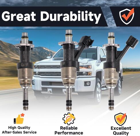 Fuel Injectors Compatible with Chevy Silverado 1500 2500 Tahoe Suburban Cheyenne GMC Sierra 1500 Yukon 5.3L 2014-2018 Replace# 12668390, FJ1217.(Pack of 8) in Kuwait