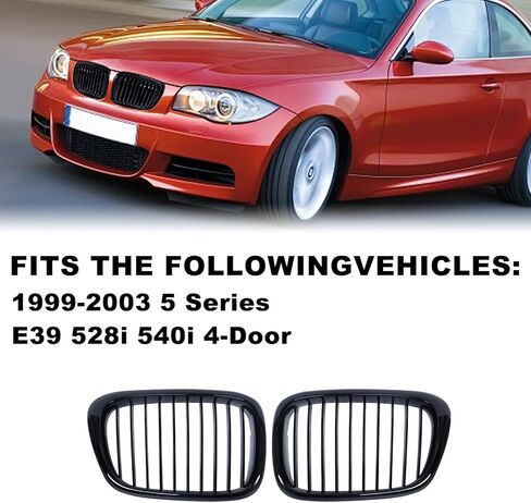 شبكة أمامية يسار يمين غير لامعة، شبكة لامعة متوافقة مع 1999-2003 BMW E39 525i 528i 530i 540i M5 4 أبواب، 51137005837 51137005838 in Kuwait