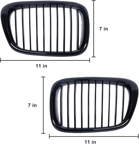 شبكة أمامية يسار يمين غير لامعة، شبكة لامعة متوافقة مع 1999-2003 BMW E39 525i 528i 530i 540i M5 4 أبواب، 51137005837 51137005838 in Kuwait