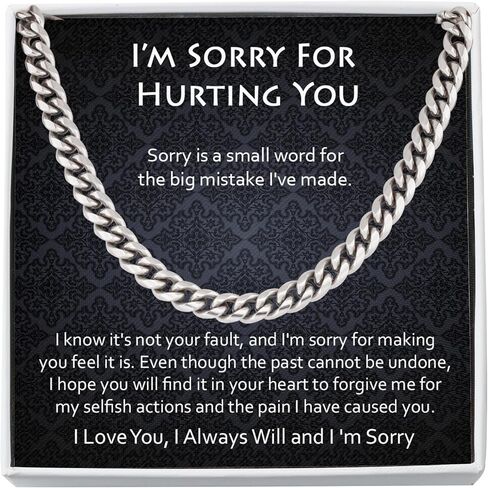 I'm Sorry Gift For Him, Apology Gifts For Men, Im Sorry Card, Best Gifts For Men, Gift For Husband, Cuban Link Chain For Man, Forgive Me Necklace, Men Jewelry with Message Card and Box in Saudi Arabia