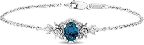 Jewelili Enchanted Disney Fine Jewelry Sterling Silver with 1/20 CTTW Diamond and London Blue Topaz Cinderella Bracelet in Saudi Arabia
