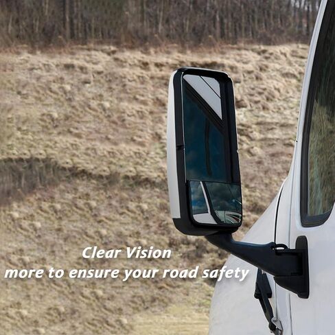 مرآة باب لـ FREIGHTLINER CASCADIA، مجموعة مرآة باب سوداء مُدفأة بمحرك من جانب السائق لـ FREIGHTLINER CASCADIA 2008-2017 (كروم (فضي)، يسار) in Kuwait