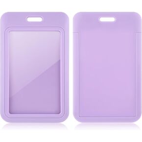 2 Pcs Sliding Id Badge Holders Purple Badge Holder Hard Badge Holder Vertical Badge Holder with Clear Id Window for Office School Factory Id Credit Cards Proximity Key Card