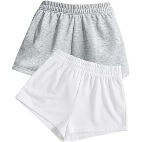 WDIRARA Women's 2 Pack Set Elastic Waist Solid Track Shorts Casual Basic Mini Shorts