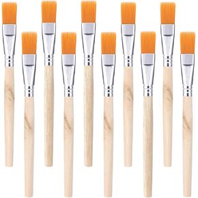 10Pcs 3/5 Inch Flat Paint Brushes Wood Paint Brush Artist Craft Paint Brushes Watercolor Small Brush Bulk Painting Brush Art Detail Oil Brush for Kid Adult(5.5 x 3/5 Inch)