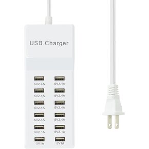 USB Charger 12 Port USB Charging Station Charging Hub with Fast Charging USB Wall Charger for Multiple Devices USB Charging Port Compatible with Cell Phones Tablets Laptops