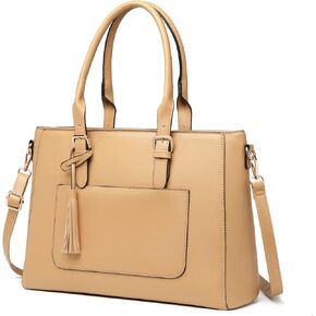 حقيبة كمبيوتر محمول للنساء، حقيبة يد جلدية للعمل بالكمبيوتر مقاس 15.6 بوصة، مقاومة للماء وخفيفة الوزن وحقيبة يد احترافية وحقيبة كتف للعمل والمكتب والسفر in Kuwait