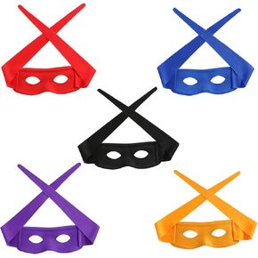 5PCS Halloween Eye Mask Bandit Hero Masquerade Black Mask Headband Costume Accessories Party Cosplay