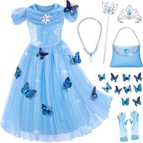 Princess Cinderella Costume for Girls Birthday,Christmas Dress Up With Accessories