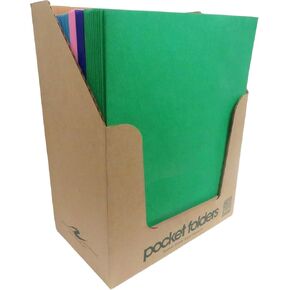 Roaring Spring Paper Pocket Folders, 50-Pack, Letter Sized, Double Dip Assorted Colors, 50 Sheet Capacity, Twin Pockets, Die Cut for Business Cards, Proudly Made in USA!