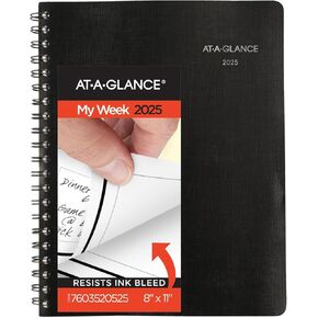 AT-A-GLANCE 2025 Planner, Weekly & Monthly, 8" x 11", Large, QuickNotes, Black (7603520525)