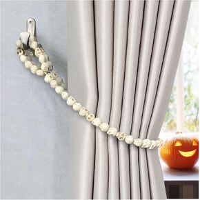 OLizee® قطعتان من ستائر الجمجمة مع خطافات ستائر طبيعية من حجر Tiebacks معالجة النوافذ ديكور الهالوين لستائر النوافذ الرقيقة أو السميكة ديكور بوهو ملحقات ديكور المنزل الحديث in Kuwait