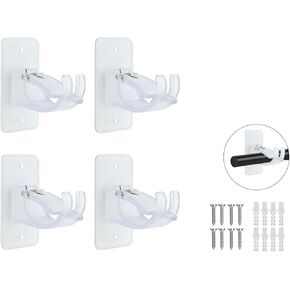 8 PCS Universal Self Adhesive Curtain Rod Brackets Clear Plastic Curtain Rod Holder for Bathroom Kitchen Home Bathroom and Hotel