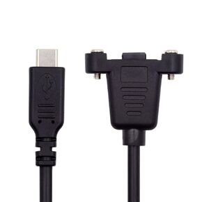 xiwai USB 2.0 Extension Cable 1FT, Mini USB 5 Pin Connector to USB-C Male Charger 480Mbps Data Cords Panel Mount Screw for Portable Hard Drive, Camera, MP3 Player, GPS Receiver and More