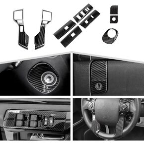 غطاء طقم الكسوة الداخلية من ألياف الكربون ملحقات تزيين وحدة التحكم المركزية المتوافقة مع Toyota 4Runner 2010-2023، 9 قطع in Kuwait