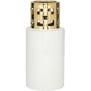 CosmoLiving by Cosmopolitan Ceramic Decorative Vase Centerpiece Vase with Gold Cut Out Accents, Flower Vase for Home Decoration 5" x 5" x 12", White