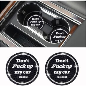 2 PCS Bling Car Cup Coaster, 2.75 inch Anti-Slip Auto Drink Mat, Crystal Rhinestone Vehicle Cup Holder Insert Coaster for Women Girls, Universal Decor Car Accessories (Black)