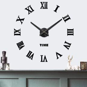 Modern Frameless DIY Wall Clock Large 3D Wall Watch Mirror Numbers for Home Office Decorations