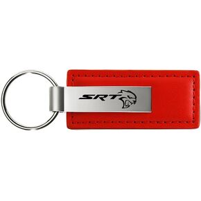 Au-TOMOTIVE GOLD Rectangular Leather Key Chain for Dodge SRT (Red)