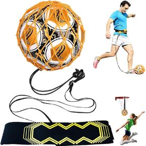 Taeku Soccer Trainer Adjustable Football Kick Training Equipment Control Skills Waist Practice Belt Volleyball Rugby Trainer Aid Universal Fits Size 3, 4, 5 Footballs for Kids Teens