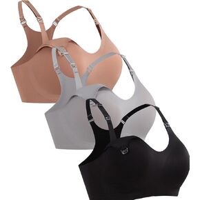 3Pack High Support Sports Nursing Bra Racerback Fixed Cups for Maternity Breastfeeding Yoga Workout Bra