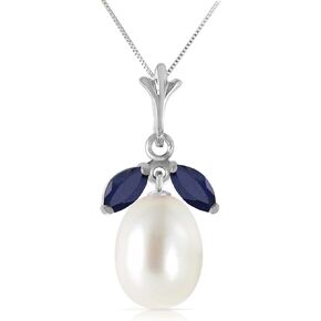 Galaxy Gold GG 14K Solid Gold Necklace with Natural Pearl and Sapphires