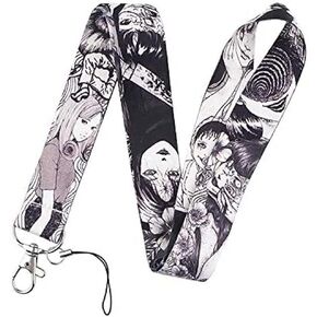 Pinstant Junji Ito Tomie Uzumaki Japanese Horror Manga 17.7" Neck Lanyard Keychain Holder ID Badge Mobile Phone Pin Strap by Pinstant