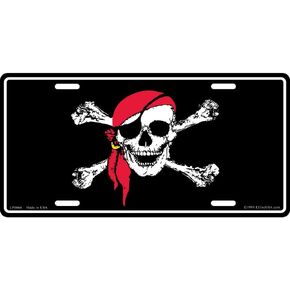 Jolly Roger Pirate with Red Bandanna License Plate