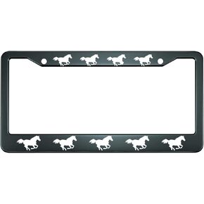 HOSNYE White Horses License Plate Frame 9 Horses Running Metal License Plate Cover Front Plates Frames Car Tag Frame for Women Men US Vehicles Standard