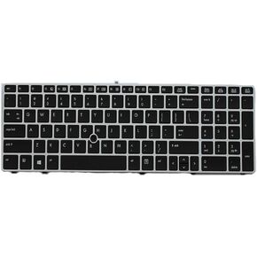 لوحة مفاتيح بديلة للكمبيوتر المحمول HP EliteBook 8560p / ProBook 6560b 6565b 6570b 6575b مع مؤشر بدون إضاءة خلفية (إطار فضي)