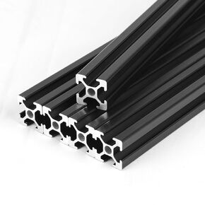 10Pcs T-Slot 2020 Aluminum Extrusion for 3D Printer Parts and CNC DIY - European Standard Anodized Black (1220mm Long)