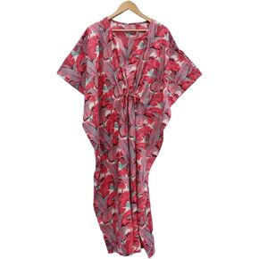 INDACORIFIE Women Wear Cotton Kaftan Comfortable Clothing Indian Floral Print Caftan India Dress Beach Cover Ups Sleepwear Kaftan Summer Maxi Dress